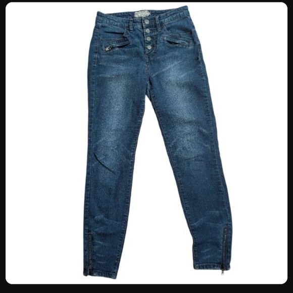 FREE PEOPLE Button Fly Ankle Zip Skinny Jeans Medium Wash Size 25 - Picture 9 of 9